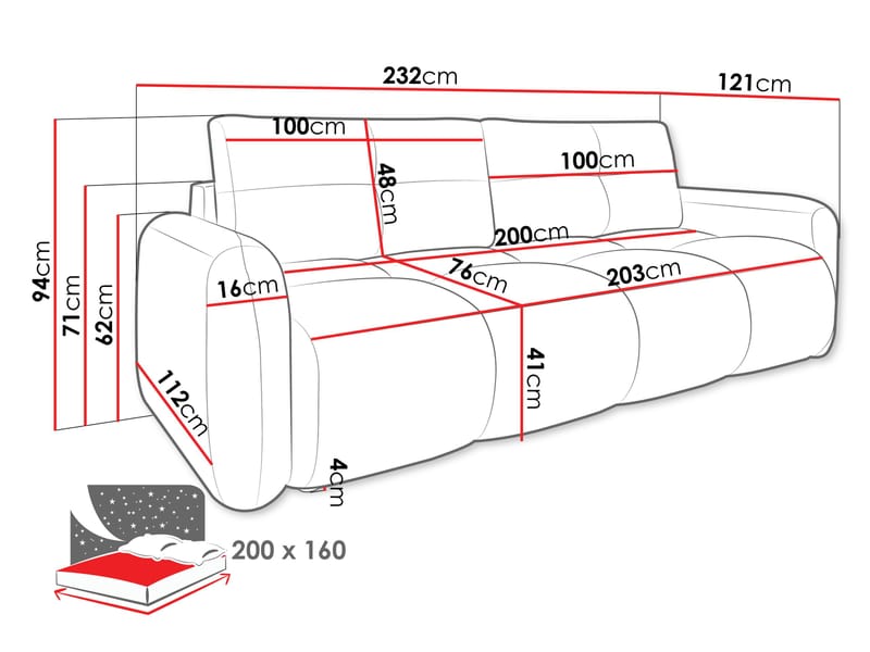Durven 3-personers Sovesofa 160x200 cm med Opbevaring i Bouclé - Grå - Møbler - Sofaer - Sovesofaer