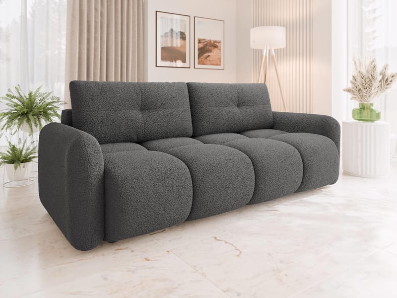 Durven 3-personers Sovesofa 160x200 cm med Opbevaring i Bouclé - Grå - Møbler - Sofaer - Sovesofaer
