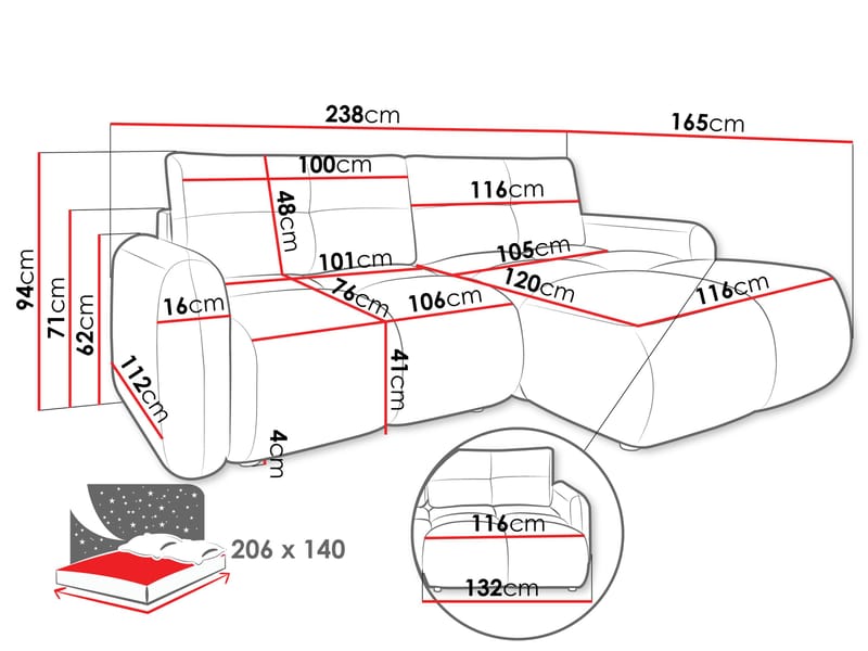 Durven Sovesofa 3-personers - Grå - Møbler - Sofaer - Sovesofaer