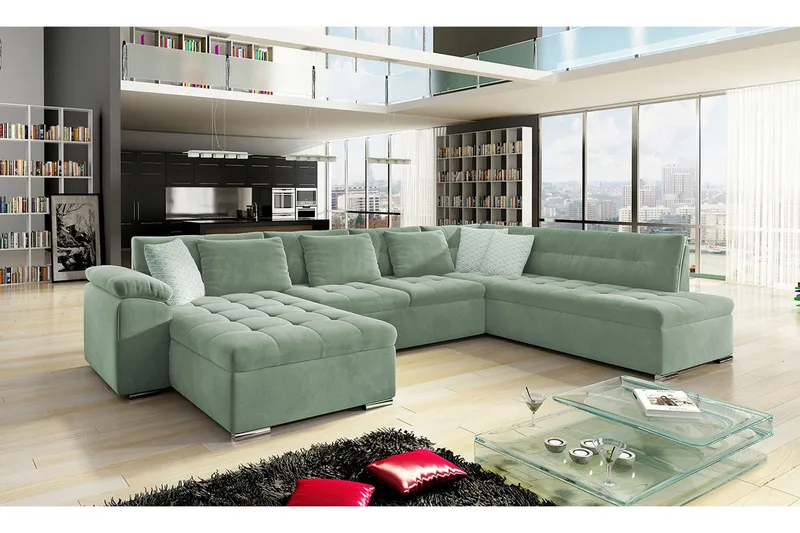 Dynir 4-personers Hjørnesovesofa - Grøn - Møbler - Sofaer - Sovesofaer