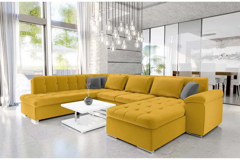 Dynir 4-personers Hjørnesovesofa - Gul - Møbler - Sofaer - Sovesofaer