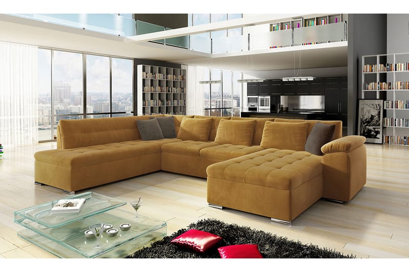 Dynir 4-personers Hjørnesovesofa - Gul - Møbler - Sofaer - Sovesofaer