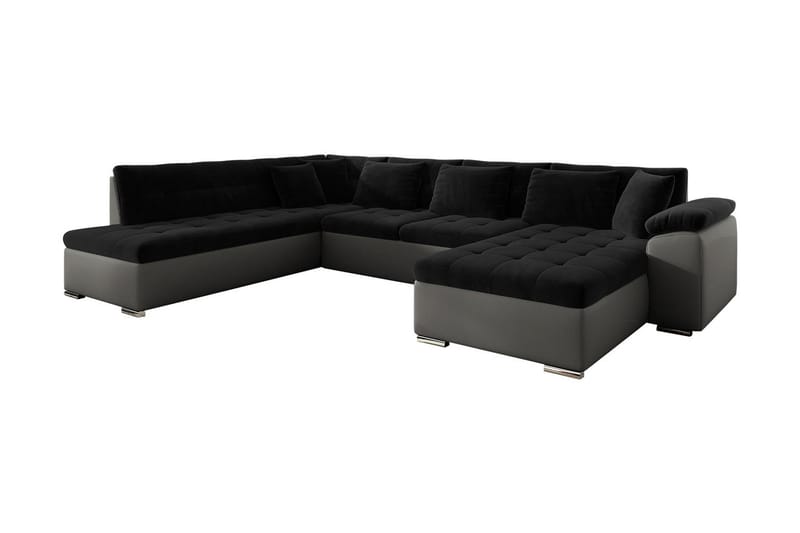 Dynir 4-personers Hjørnesovesofa - Sort / grå - Møbler - Sofaer - Sovesofaer