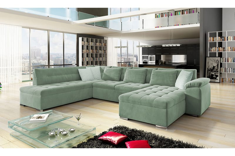 Dynir 4-personers Hjørnesovesofa - Grøn - Møbler - Sofaer - Sovesofaer
