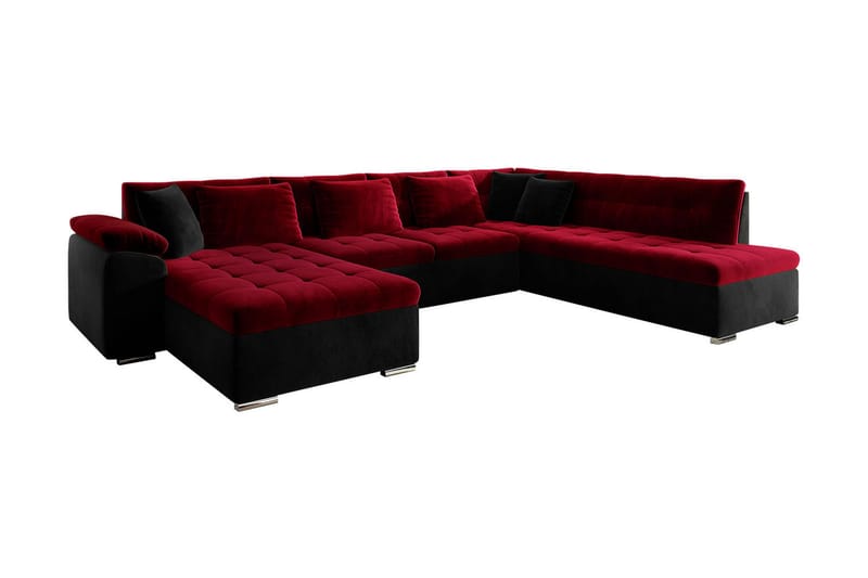 Dynir 4-personers Hjørnesovesofa - Rød / sort - Møbler - Sofaer - Sovesofaer