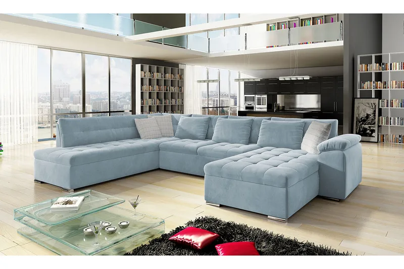 Dynir 4-personers Hjørnesovesofa - Blå - Møbler - Sofaer - Sovesofaer