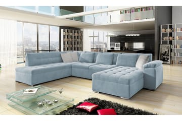Dynir 4-personers Sovesofa i Fløjl - Lyseblå - Møbler - Sofaer - Sovesofaer