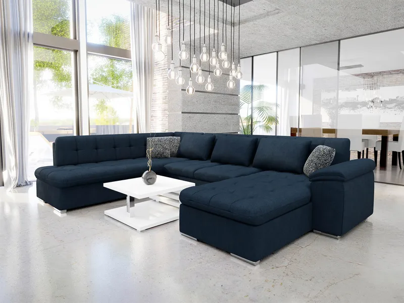 Dynir 5-sæders Venstrevendt U-formet Sovesofa 125x290 cm med Opbevaring i Stof - Midnatsblå - Møbler - Sofaer - Sovesofaer