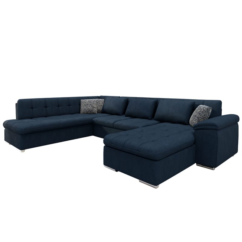 Dynir 5-sæders Venstrevendt U-formet Sovesofa 125x290 cm med Opbevaring i Stof, Midnatsblå