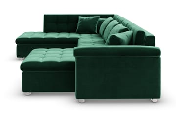 Dynir Højrevendt U-formet Sovesofa 125x290 cm med Opbevaring i Fløjl - Grøn - Møbler - Sofaer - Sovesofaer