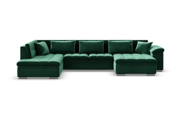 Dynir Højrevendt U-formet Sovesofa 125x290 cm med Opbevaring i Fløjl - Grøn - Møbler - Sofaer - Sovesofaer