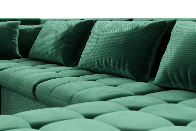 Dynir Højrevendt U-formet Sovesofa 125x290 cm med Opbevaring i Fløjl - Grøn - Møbler - Sofaer - Sovesofaer