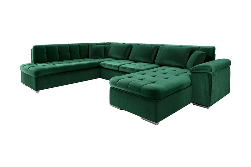 Dynir Hjørnesovesofa Chaiselong Højre - Mørkegrøn - Sovesofaer - Sovesofa chaiselong - Velour sofaer