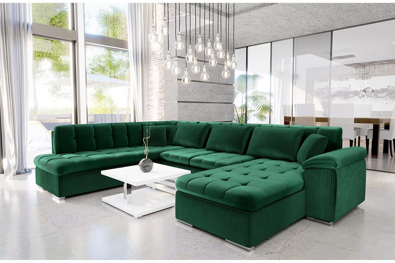 Dynir Hjørnesovesofa Chaiselong Højre - Mørkegrøn - Møbler - Sofaer - Sovesofaer