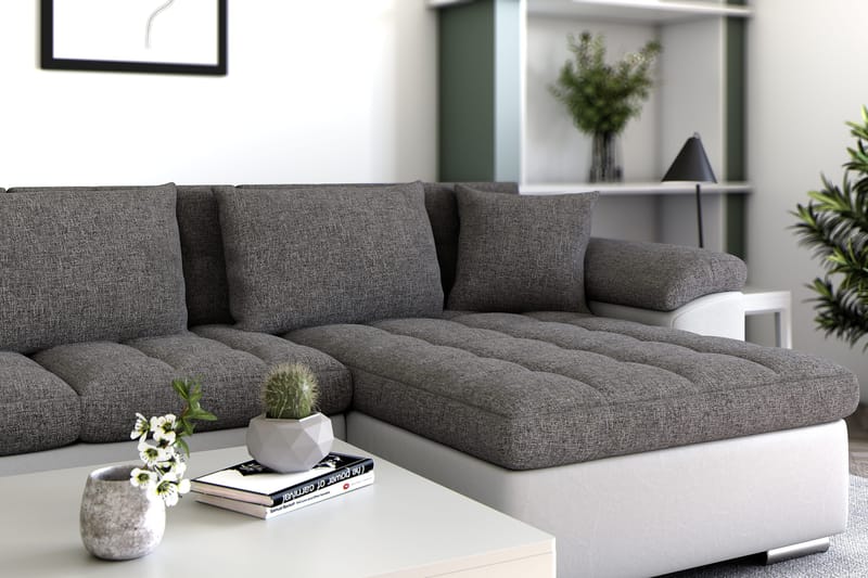 Dynir Hjørnesovesofa Chaiselong med Opbevaring Højre - Hvid/Lysegrå - Møbler - Sofaer - Sovesofaer