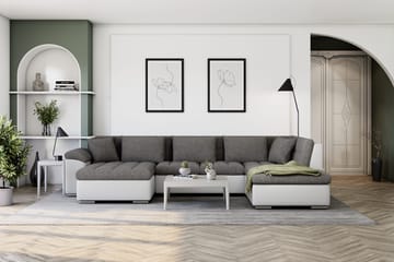 Dynir Hjørnesovesofa Chaiselong med Opbevaring Venstre - Lysegrå/Hvid - Møbler - Sofaer - Sovesofaer