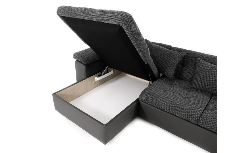 Dynir Hjørnesovesofa Chaiselong med Opbevaring Venstre - Lysegrå/Hvid - Møbler - Sofaer - Sovesofaer