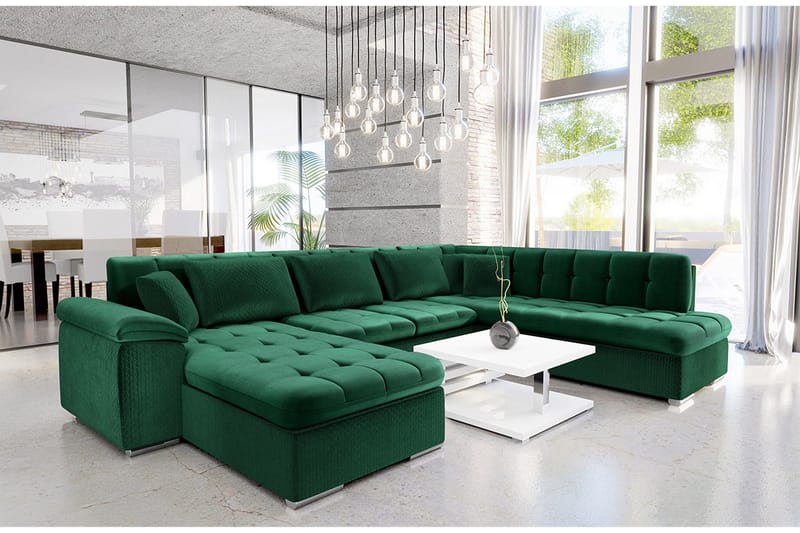 Dynir Hjørnesovesofa Chaiselong Venstre - Mørkegrøn - Møbler - Sofaer - Sovesofaer