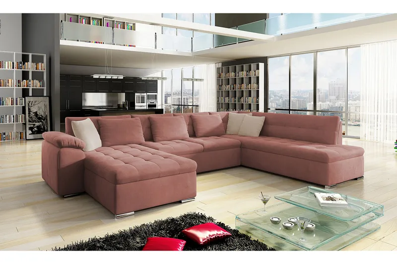 Dynir Sovesofa m. Chaiselonger 4-Pers. - Lyserød - Møbler - Sofaer - Sovesofaer