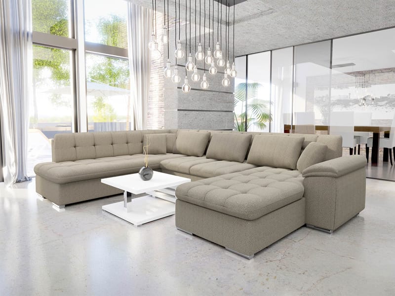 Dynir Sovesofa med chaiselong og chaiselong 5-personers - Beige - Møbler - Sofaer - Sovesofaer