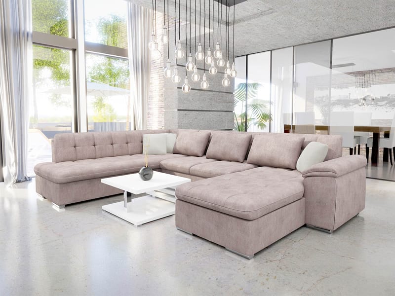 Dynir Sovesofa med chaiselong og chaiselong 5-personers - Rosa - Møbler - Sofaer - Sovesofaer