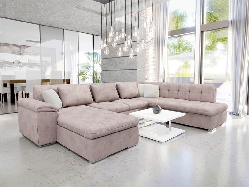 Dynir Sovesofa med chaiselong og chaiselong 5-personers - Rosa - Møbler - Sofaer - Sovesofaer