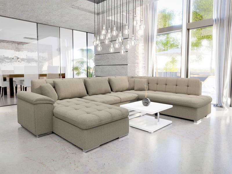 Dynir Sovesofa med chaiselong og chaiselong 5-personers - Beige - Møbler - Sofaer - Sovesofaer