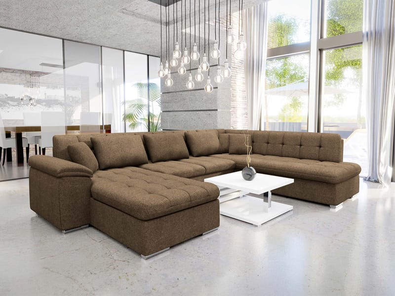 Dynir Sovesofa med chaiselong og chaiselong 5-personers - Brun - Møbler - Sofaer - Sovesofaer