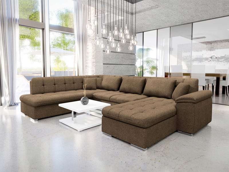 Dynir Sovesofa med chaiselong og chaiselong 5-personers - Brun - Møbler - Sofaer - Sovesofaer