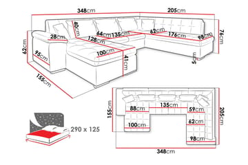 Dynir Sovesofa Med Divan Og Chaiselong 4-Personers - Grøn - Møbler - Sofaer - Sovesofaer