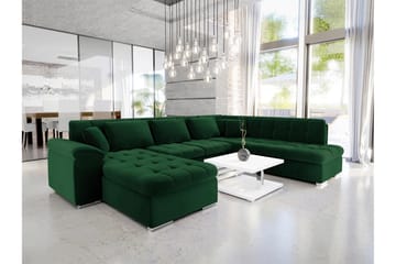 Dynir Sovesofa Med Divan Og Chaiselong 4-Personers - Grøn - Møbler - Sofaer - Sovesofaer