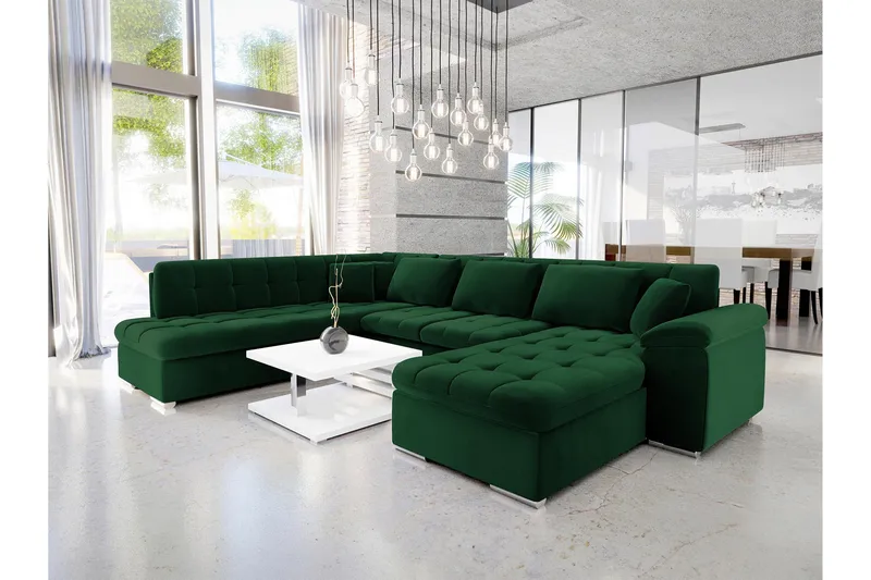 Dynir Sovesofa Med Divan Og Chaiselong 5-Personers, Grøn