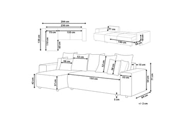 Dysis Hjørnesovesofa 3-personers - Grå/Sort - Møbler - Sofaer - Sovesofaer