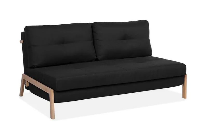 Edland 2-personers Rektangulær Sovesofa Foldbar 152 cm i Stof med Træben - Sort - Møbler - Sofaer - Sovesofaer