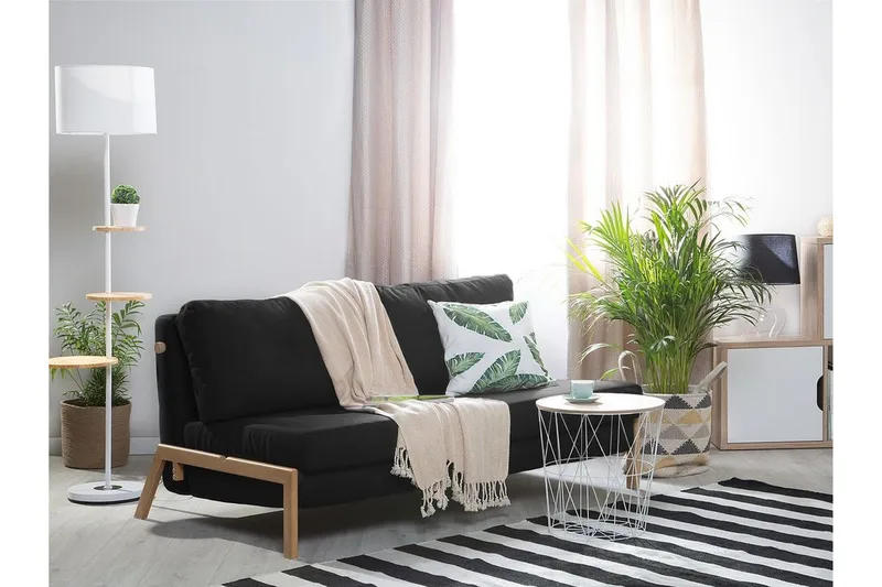 Edland 2-personers Rektangulær Sovesofa Foldbar 152 cm i Stof med Træben - Sort - Møbler - Sofaer - Sovesofaer