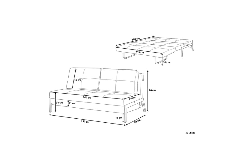Edland sovesofa 152 cm - Sort - Møbler - Sofaer - Sovesofaer