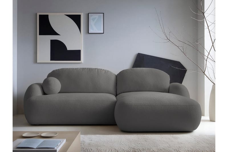 Efrem Sovesofa med Chaiselong 3-personers i Bouclé - Mørkegrå - Møbler - Sofaer - Sovesofaer