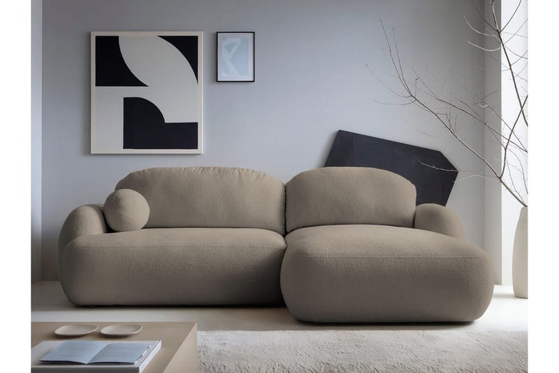 Efrem Sovesofa med Chaiselong 3-personers i Bouclé - Brun - Møbler - Sofaer - Sovesofaer