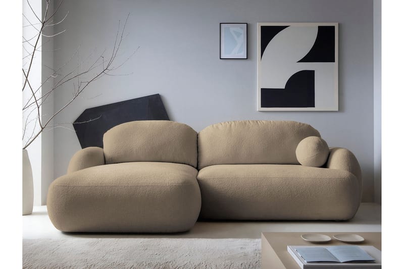 Efrem Sovesofa med Chaiselong 3-personers i Bouclé - Brun - Møbler - Sofaer - Sovesofaer