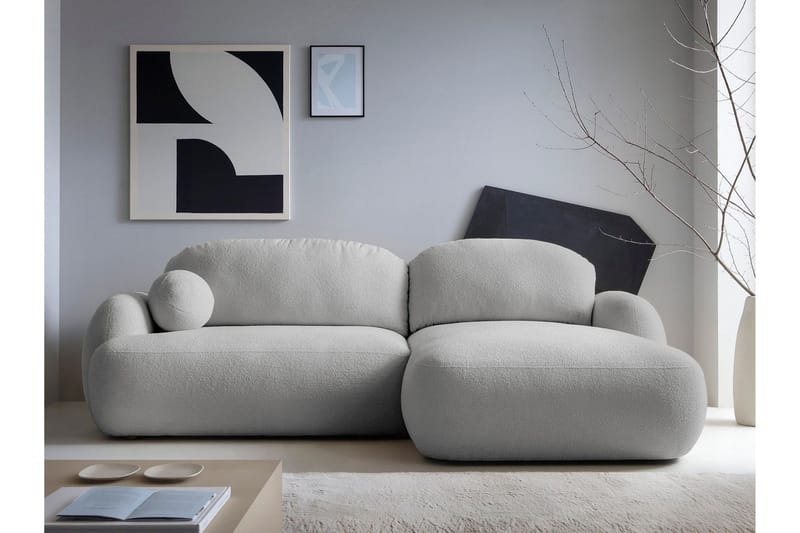 Efrem Sovesofa med Chaiselong 3-personers i Bouclé - Lysegrå - Møbler - Sofaer - Sovesofaer