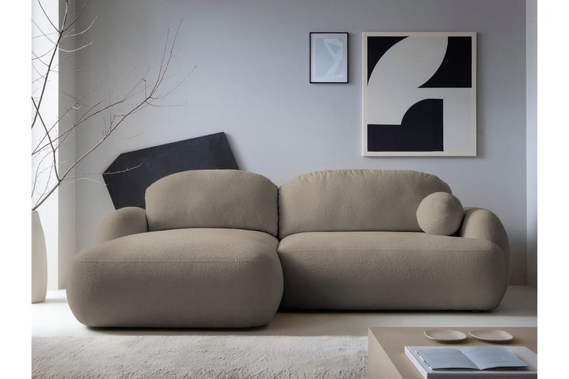Efrem Sovesofa med Chaiselong 3-personers i Bouclé - Brun - Møbler - Sofaer - Sovesofaer
