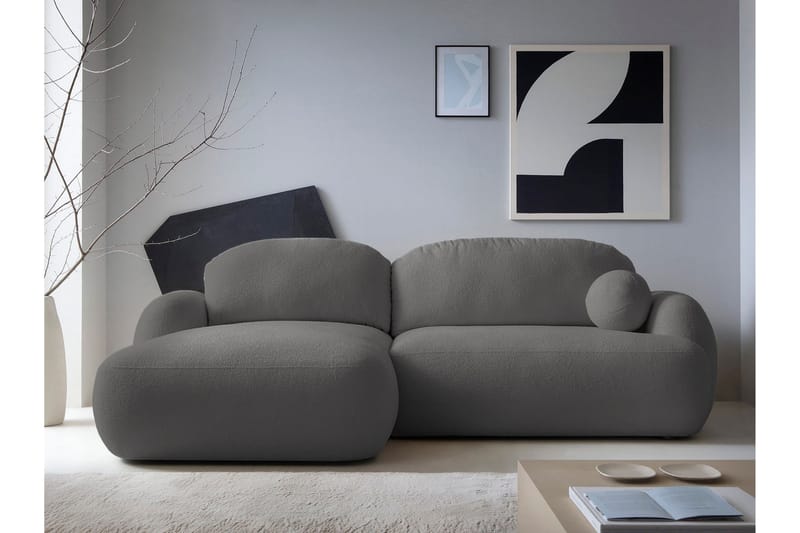 Efrem Sovesofa med Chaiselong 3-personers i Bouclé - Mørkegrå - Møbler - Sofaer - Sovesofaer