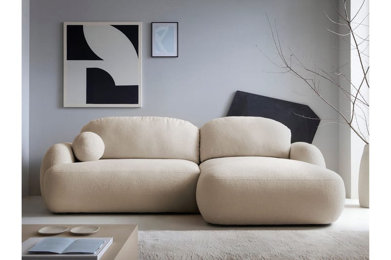 Efrem Sovesofa med Chaiselong 3-personers i Bouclé - Beige - Møbler - Sofaer - Sovesofaer