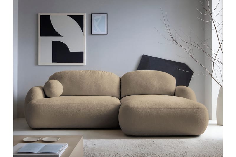 Efrem Sovesofa med Chaiselong 3-personers i Bouclé - Brun - Møbler - Sofaer - Sovesofaer