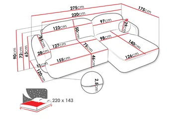 Efrem Sovesofa med Chaiselong 3-personers i Bouclé - Beige - Møbler - Sofaer - Sovesofaer
