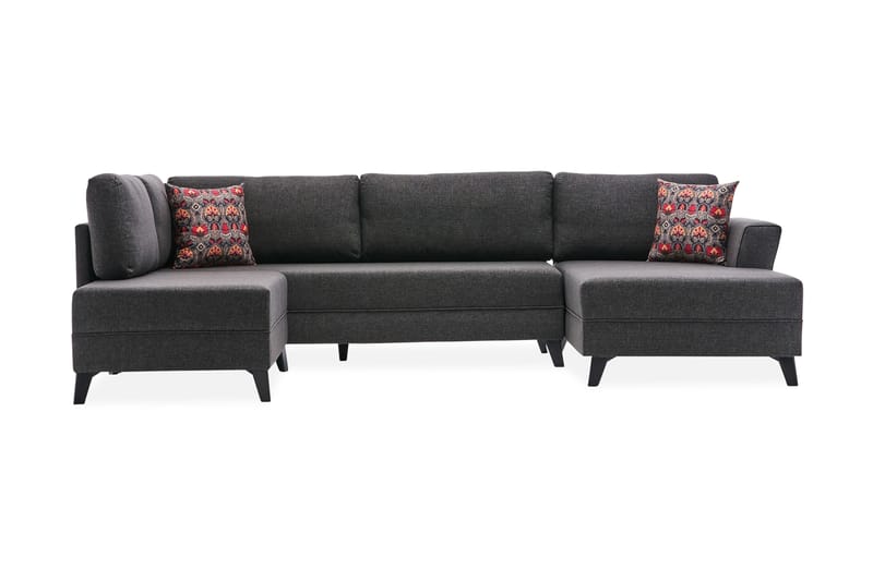 Efsunlu U-sovesofa - Antracit/Sort - Sovesofaer - Sovesofa chaiselong