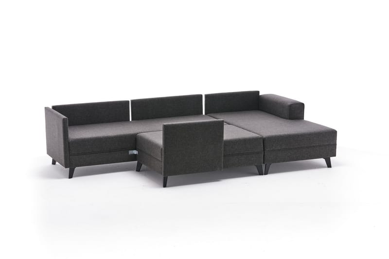 Efsunlu U-sovesofa - Antracit/Sort - Sovesofaer - Sovesofa chaiselong