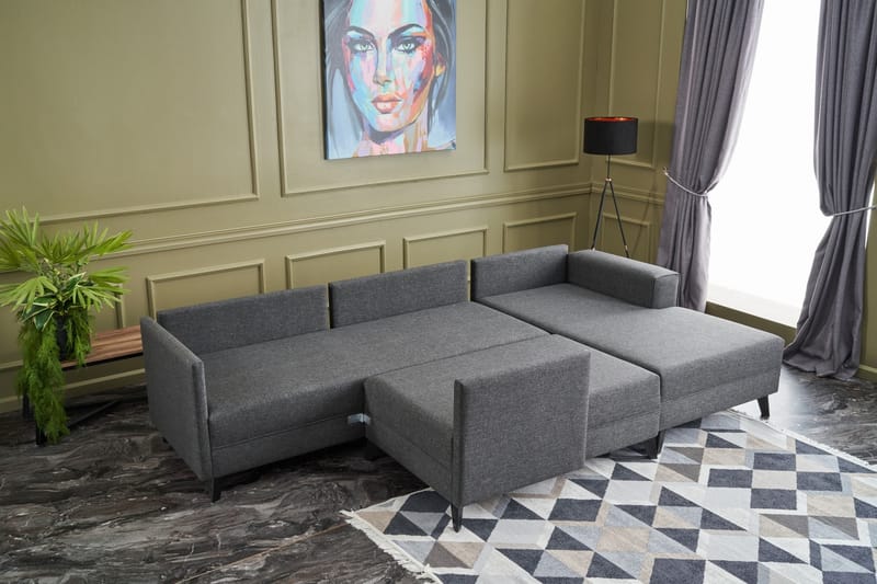 Efsunlu U-sovesofa - Antracit/Sort - Møbler - Sofaer - Sovesofaer