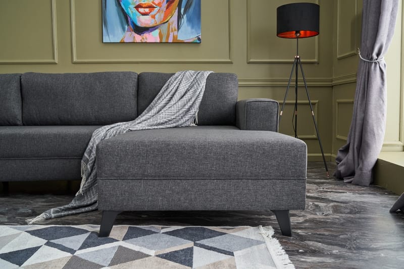 Efsunlu U-sovesofa - Antracit/Sort - Møbler - Sofaer - Sovesofaer