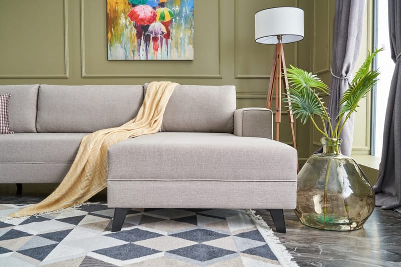 Efsunlu U-sovesofa - Cremehvid/Sort - Møbler - Sofaer - Sovesofaer